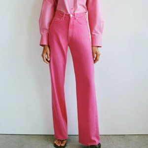 Zara Wide Leg Jeans in Hot Pink